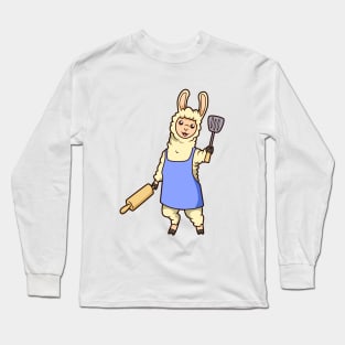 Cartoon Llama Chef Long Sleeve T-Shirt